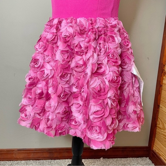 Dress The Population Melanie Floral Mini Dress in Bright Fuchsia Pink Medium NWT - Picture 6 of 13